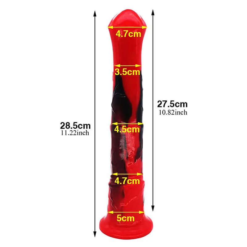 Realistic 11-Inch Multi-Colored Silicone Horse Dildo - Soft and Flexible Animal Dildo