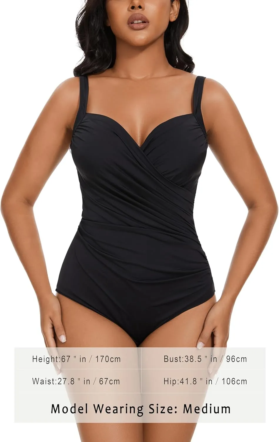 Aqua Regina Plus Size Swimsuit for Women One Piece Bathing Suit Ruched Tummy Control Adjustable Swimwear