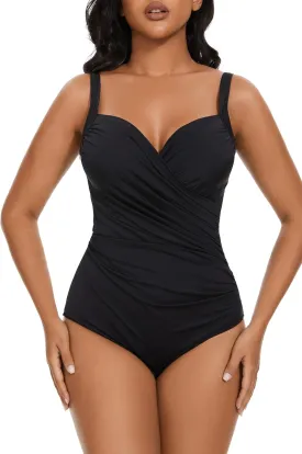 Aqua Regina Plus Size Swimsuit for Women One Piece Bathing Suit Ruched Tummy Control Adjustable Swimwear