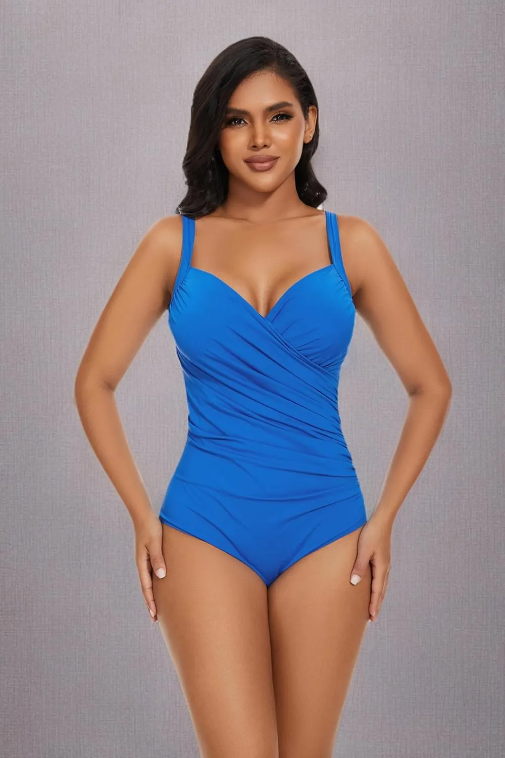 Aqua Regina Plus Size Swimsuit for Women One Piece Bathing Suit Ruched Tummy Control Adjustable Swimwear