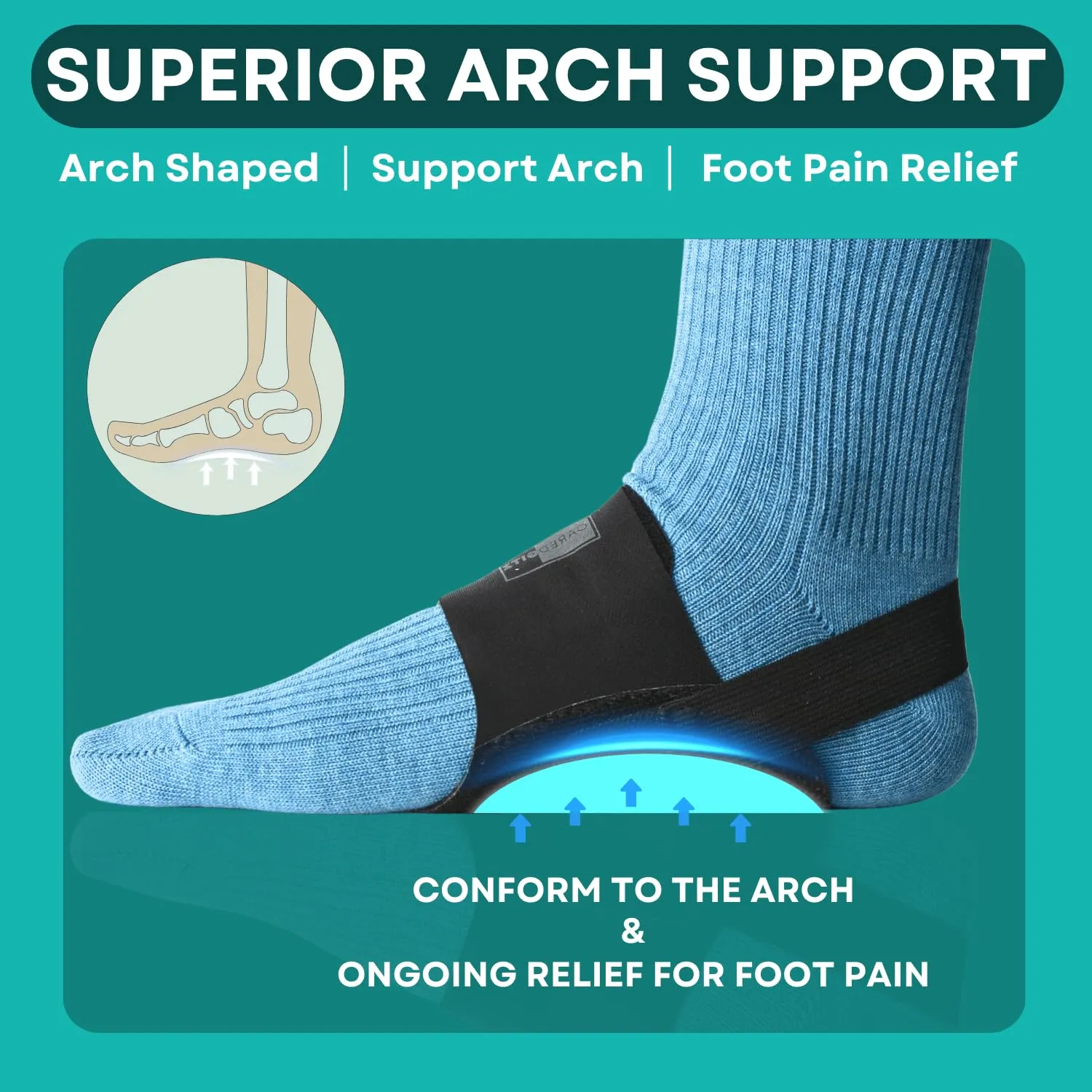 Arch Support Brace, for Plantar Fasciitis Relief, Arch Support Sleeve, w/Removable Arch Pads, Arch Support Bands with Inserts, Non Slip Arch Strap for High Arch, Fallen Arch