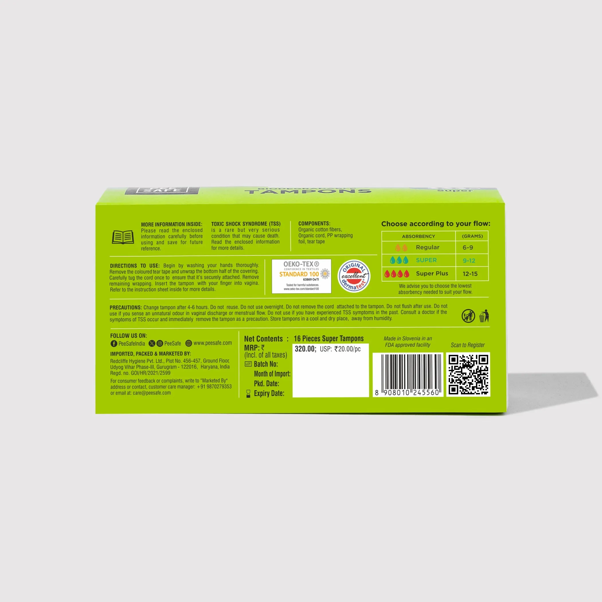 Biodegradable Tampons- Super (16 Tampons) - BYOC