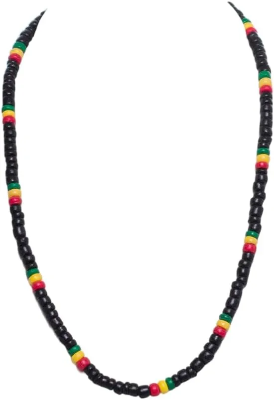BlueRica Rasta Coconut Shell Beads Necklace