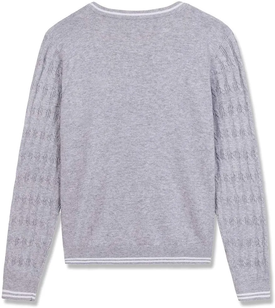 BOBOYOYO Girls Cardigan Kids School Uniform Sweater 100% Cotton Knit Girls Sweaters Button Crewneck Toddler Cardigans