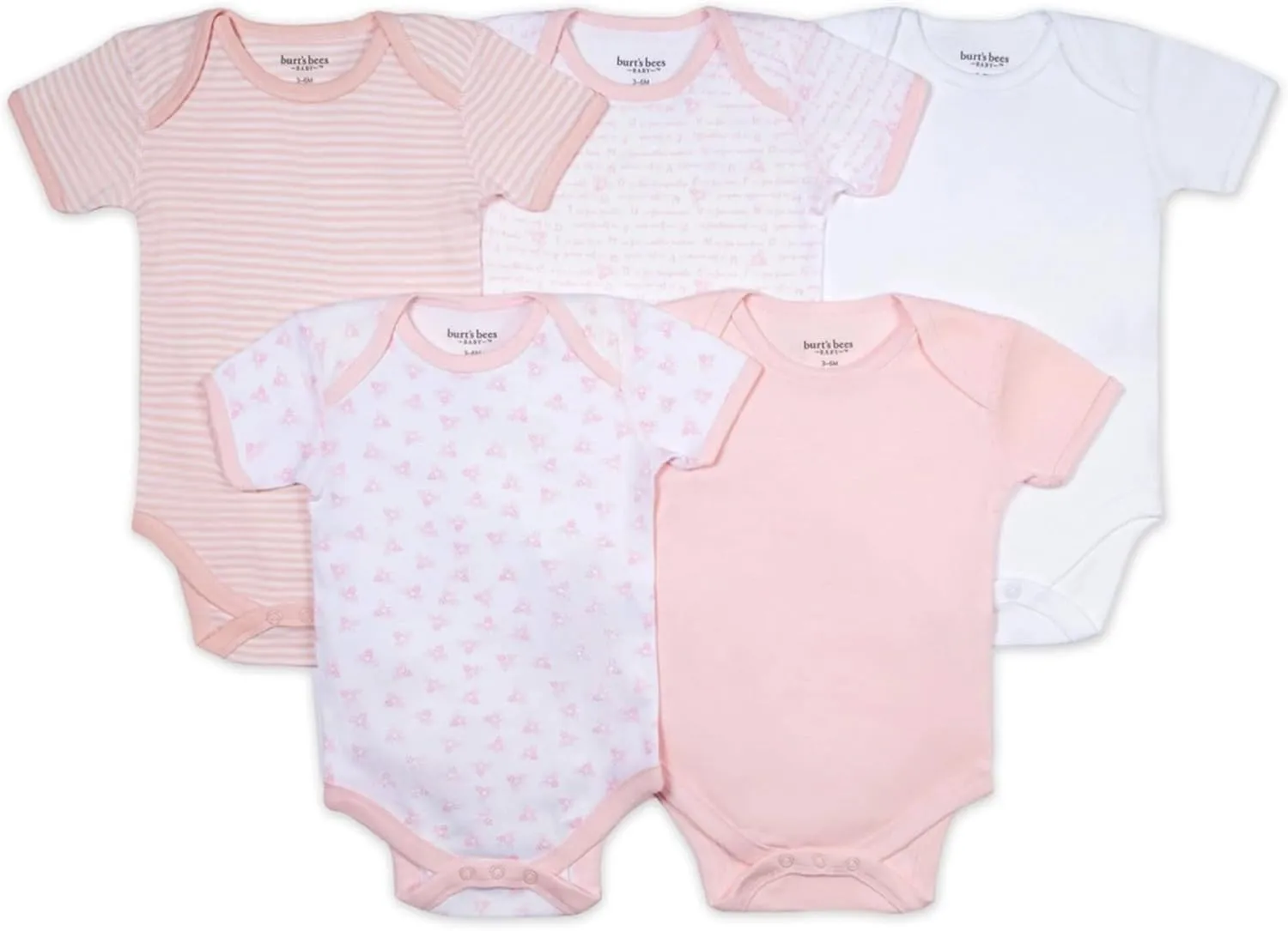 Burt's Bees Baby Unisex Organic Cotton Short and Long Sleeve Bodysuits, 5-Pack