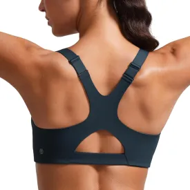 CRZ YOGA Butterlift Womens Racerback Padded Sports Bras - Medium Impact Scoop Neck Adjustable Straps Gym Workout Top