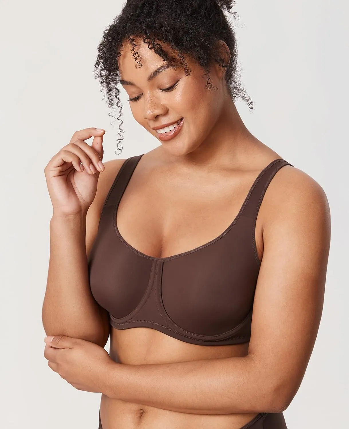 DELIMIRA Women's Confishape Full Coverage Bra Plus Size Supportive Underwire Unlined Comfortable Bras