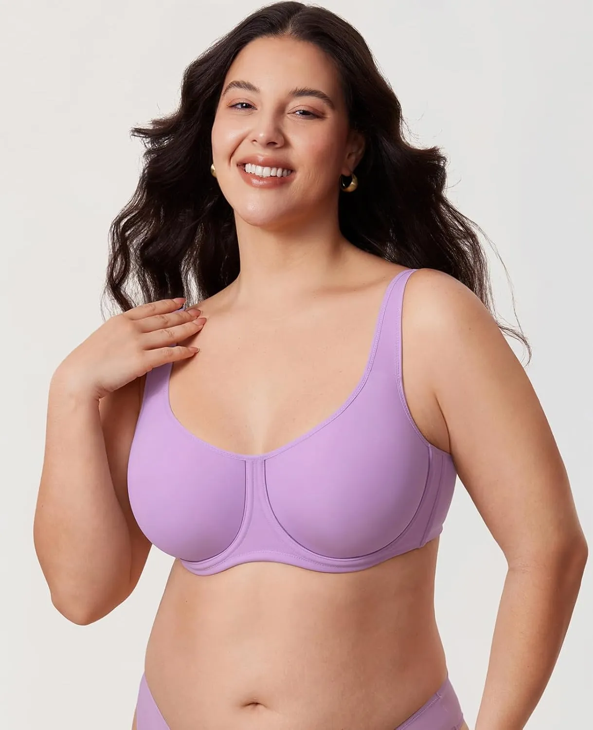 DELIMIRA Women's Confishape Full Coverage Bra Plus Size Supportive Underwire Unlined Comfortable Bras