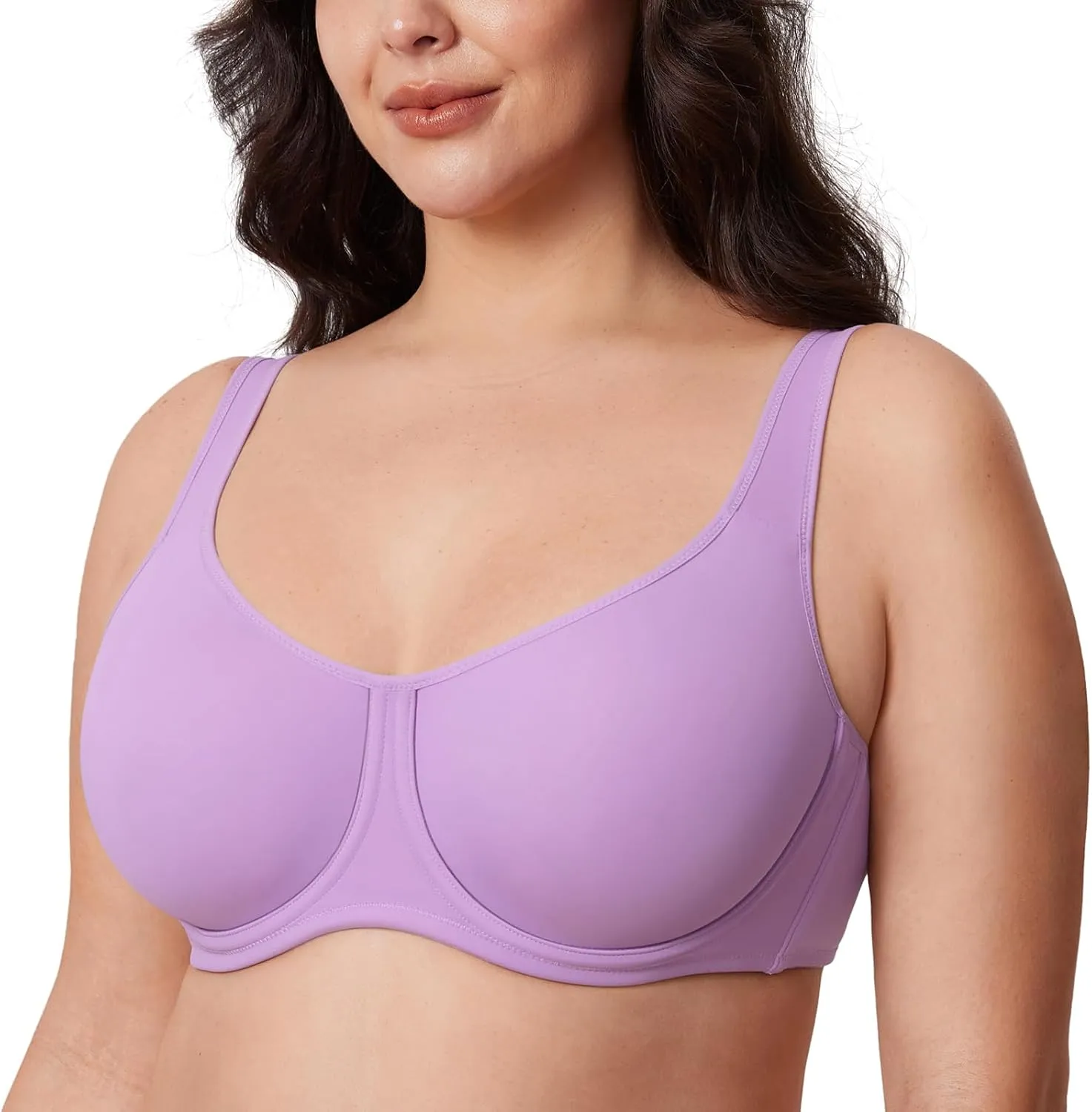 DELIMIRA Women's Confishape Full Coverage Bra Plus Size Supportive Underwire Unlined Comfortable Bras