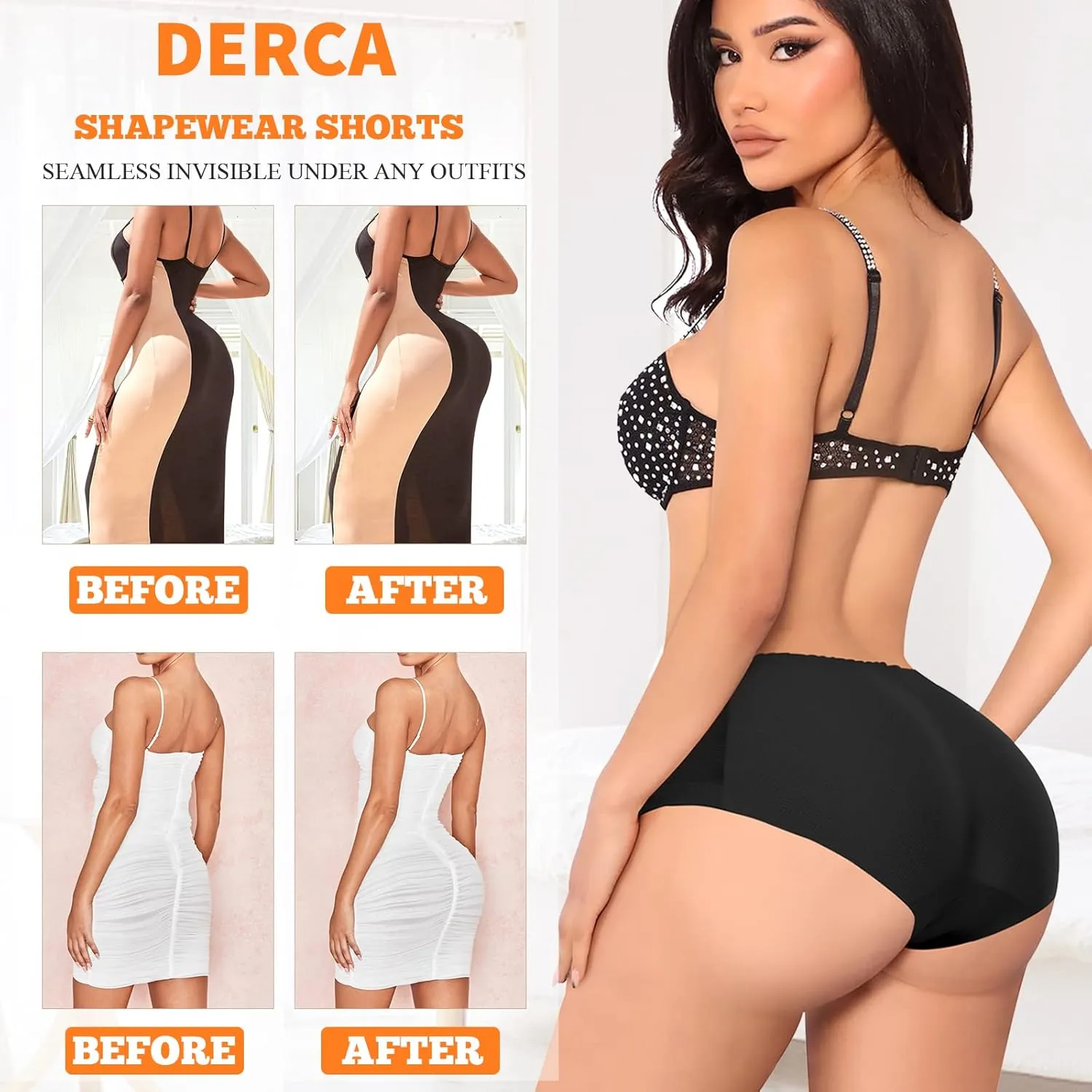 DERCA Butt Lifter Panties Padded Underwear for Women Seamless Booty Pads Hip Enhancer Panty