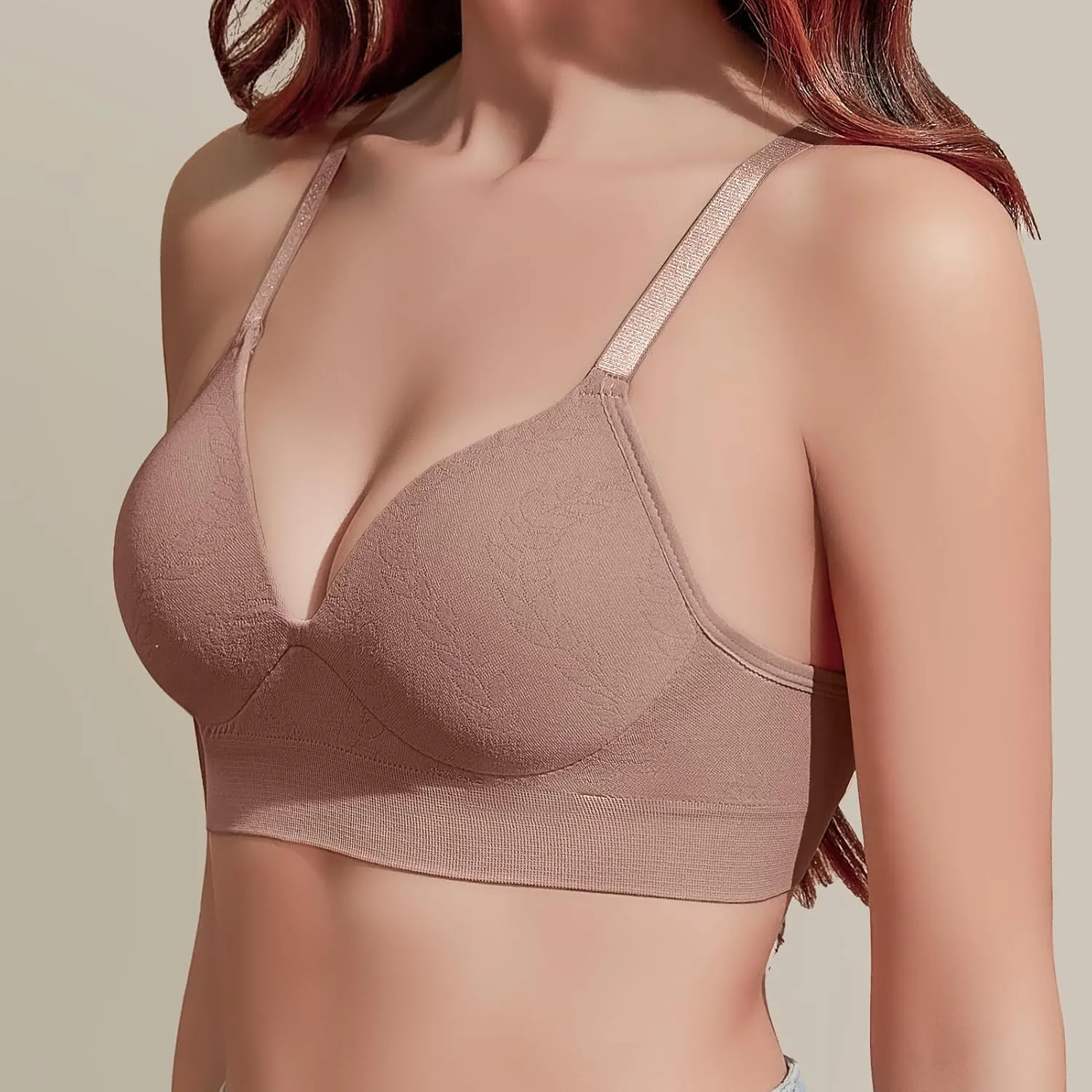 Eleplus 3 Pieces Deep V Wireless Bras for Women Seamless Comfy Bralettes Lightly Lined Multicolors Pack