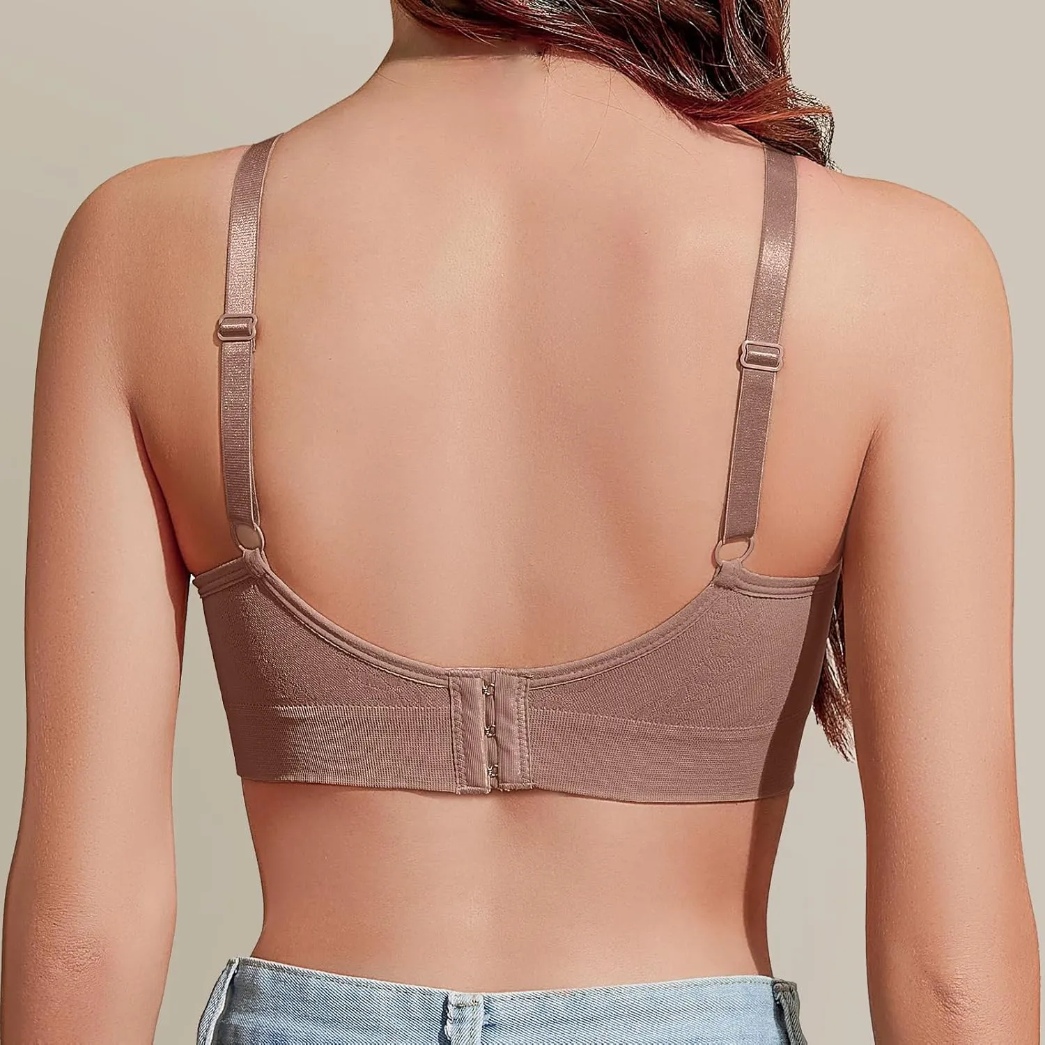 Eleplus 3 Pieces Deep V Wireless Bras for Women Seamless Comfy Bralettes Lightly Lined Multicolors Pack