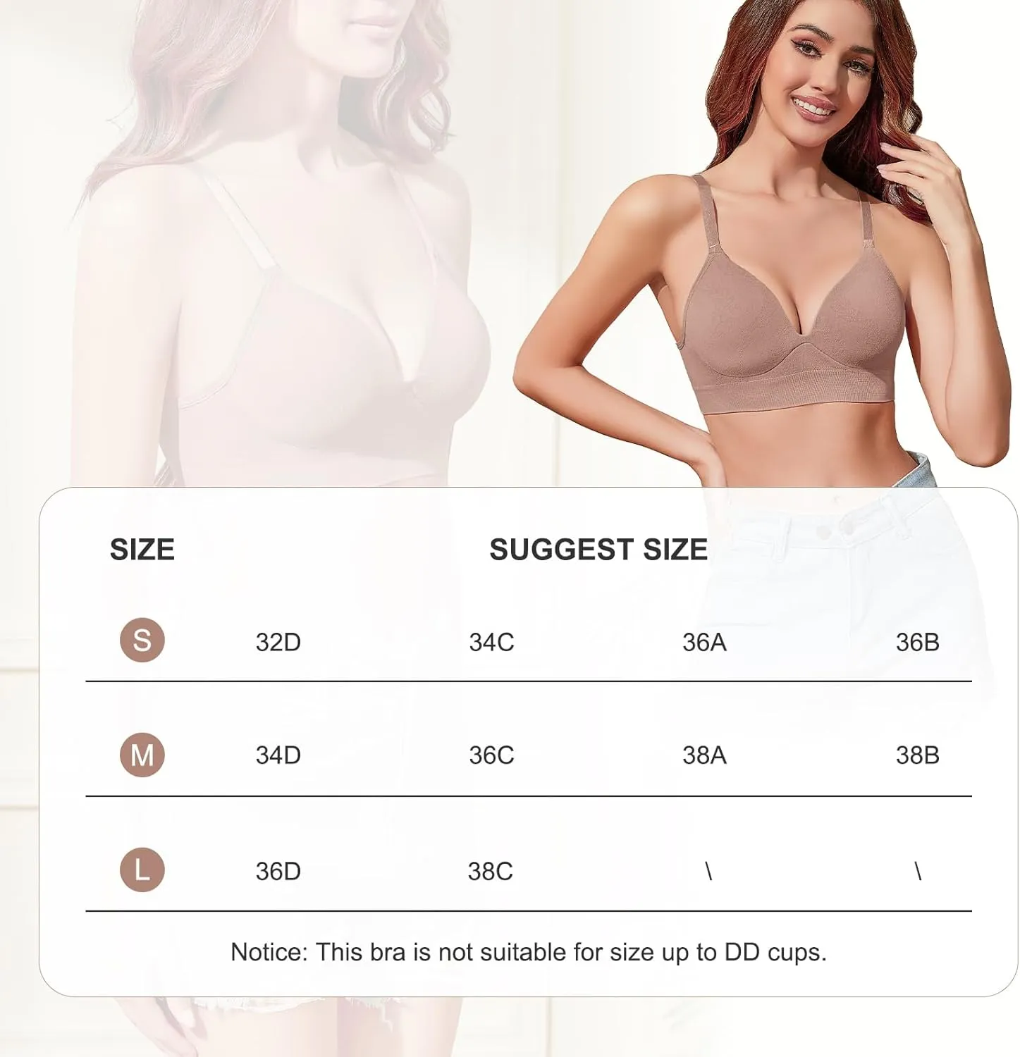 Eleplus 3 Pieces Deep V Wireless Bras for Women Seamless Comfy Bralettes Lightly Lined Multicolors Pack