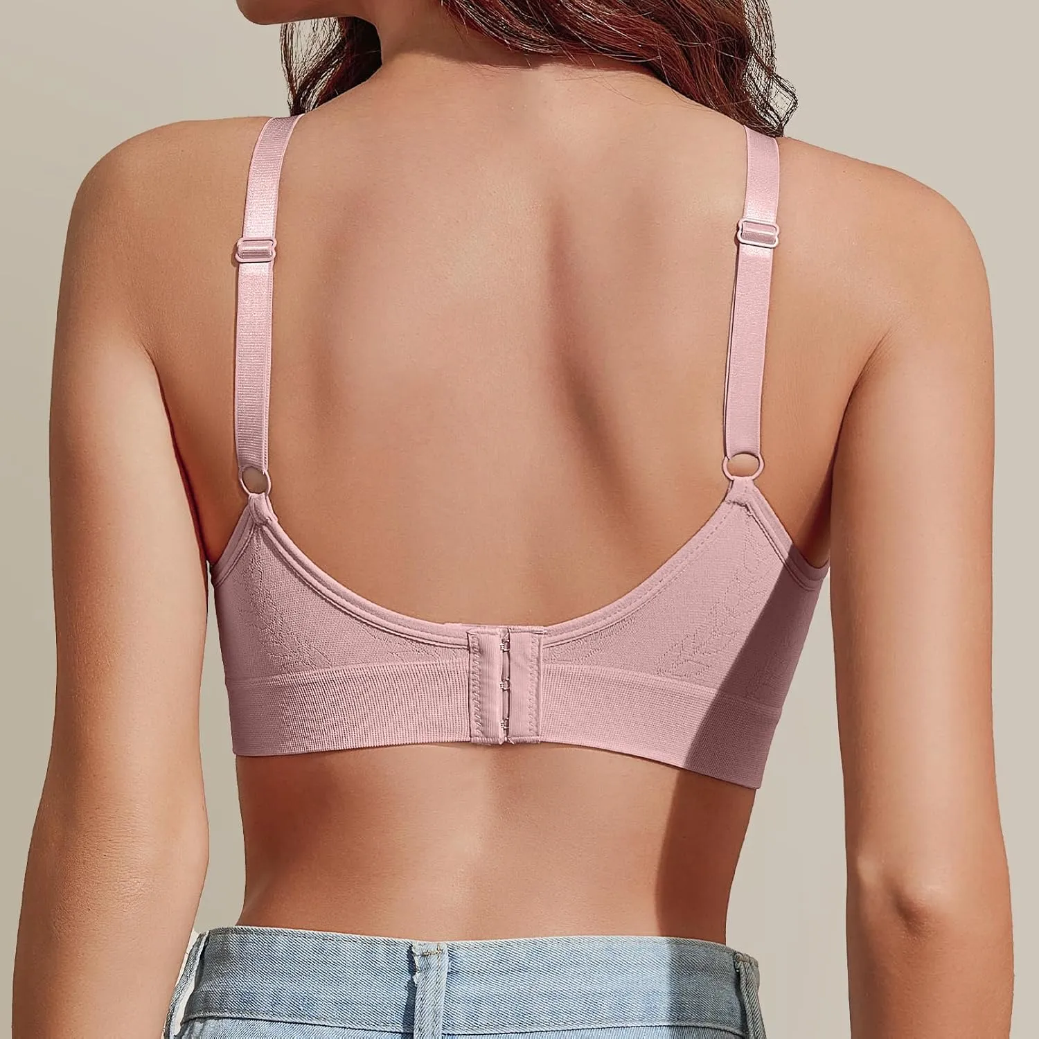 Eleplus 3 Pieces Deep V Wireless Bras for Women Seamless Comfy Bralettes Lightly Lined Multicolors Pack