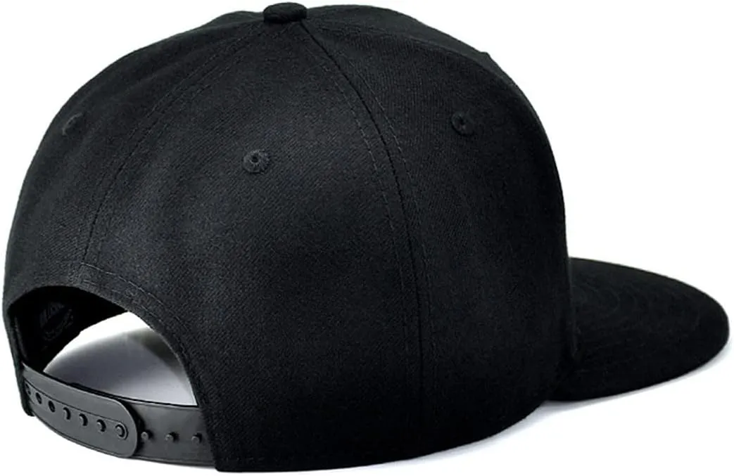 Flat Bill Brim Hat for Men Snap Backpack Men Snapback Hats Trucker Hats Adjustable Men's Baseball Caps Black
