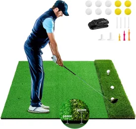 Golf Hitting Mat, 5 x 4 ft 26MM Thickened Golf Training Mat with Carry Strap Indoor Outdoor Practice Hitting Mat Ideal Golf Training Aids for Men & Golfers Gift