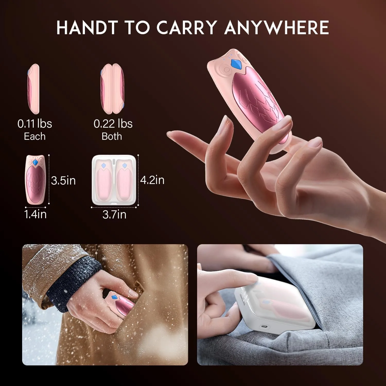 Hand Warmers Rechargeable 2 Pack, 14000 mAh Electric Hand Warmer with Charging Case, Portable Heater for Camping Hunting Gear, Gifts for Women, Men, Christmas, Raynauds, Outdoor, Golf Accessories