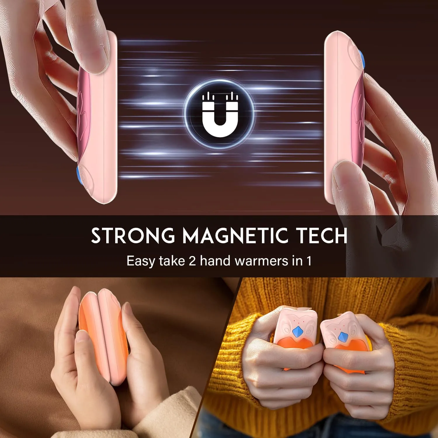 Hand Warmers Rechargeable 2 Pack, 14000 mAh Electric Hand Warmer with Charging Case, Portable Heater for Camping Hunting Gear, Gifts for Women, Men, Christmas, Raynauds, Outdoor, Golf Accessories