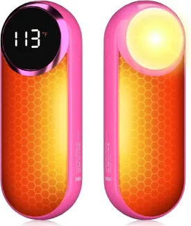 Hand Warmers Rechargeable,12000mAh Electric Hand Warmers with Light, 2 Pack Pocket Hot Hands Reusable Up to 20 Hours, Double Sided Heat Portable Heater for Hunting, Camping Gear, Stocking Stuffers