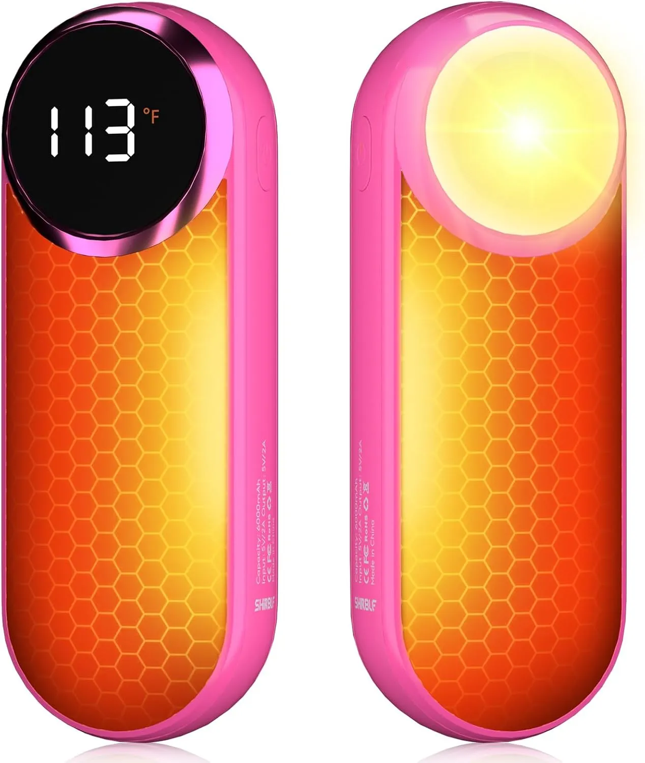 Hand Warmers Rechargeable,12000mAh Electric Hand Warmers with Light, 2 Pack Pocket Hot Hands Reusable Up to 20 Hours, Double Sided Heat Portable Heater for Hunting, Camping Gear, Stocking Stuffers