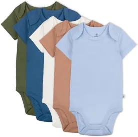 HonestBaby 5-pack Short Sleeve Bodysuits One-piece 100% Organic Cotton for Infant Baby Boys