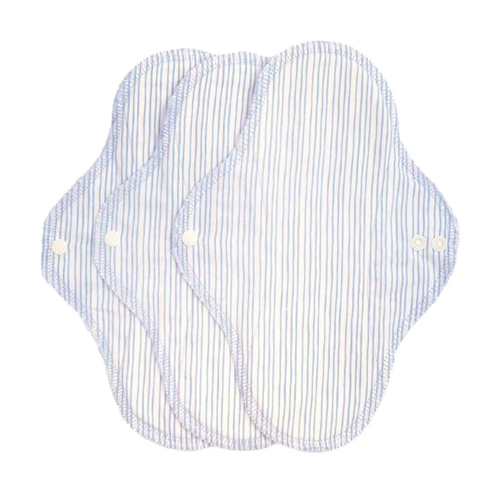 Imse Classic Cotton Flannel Regular Menstrual Pads 3 Pack - Denim Stripes