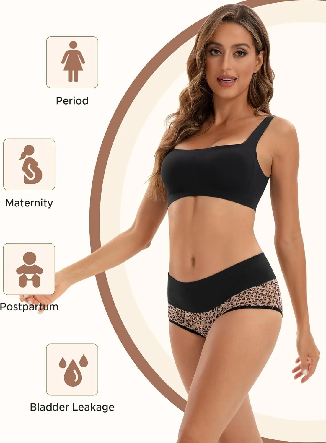 INNERSY Period Underwear for Women Leakproof High Waisted Menstrual Cotton Panties 3 Pack
