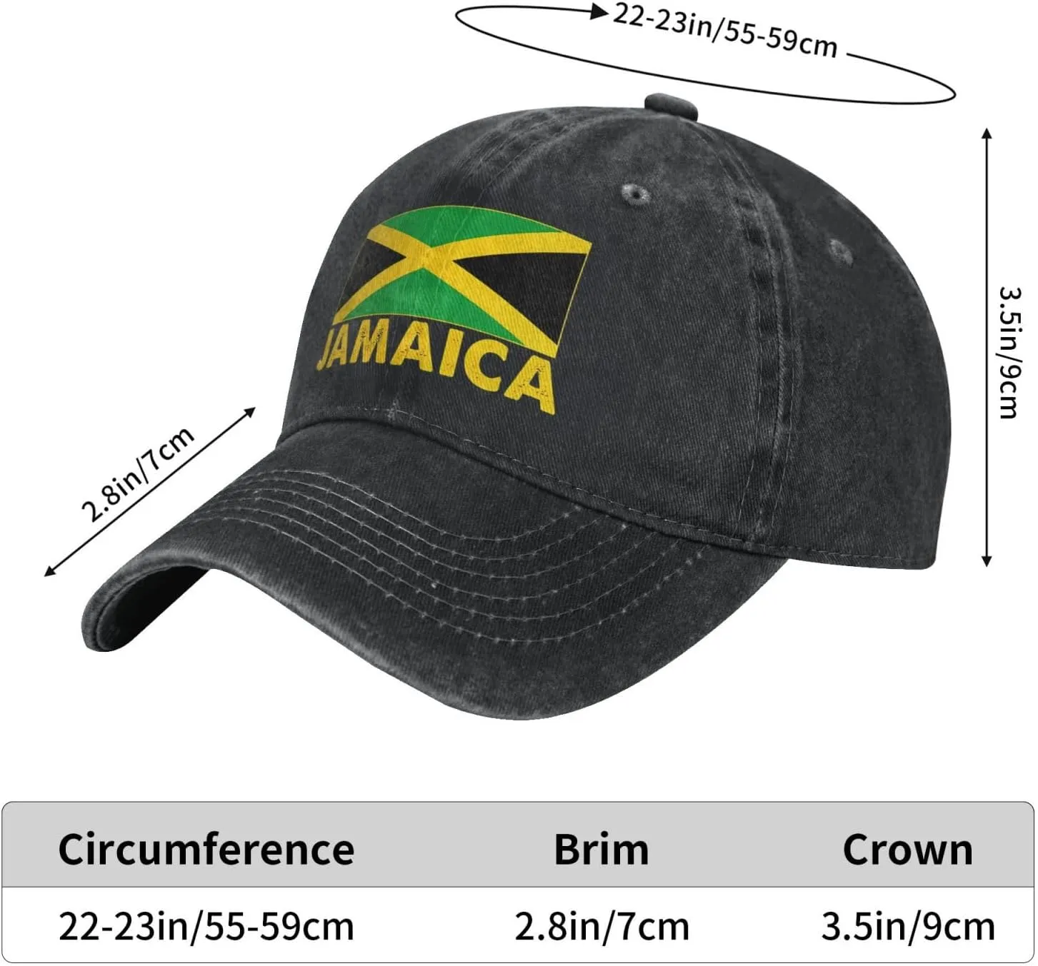 Jamaica Flag Baseball Cap, Adjustable Jamaica Jamaican Baseball Hat Golf Dad Hat for Men Women
