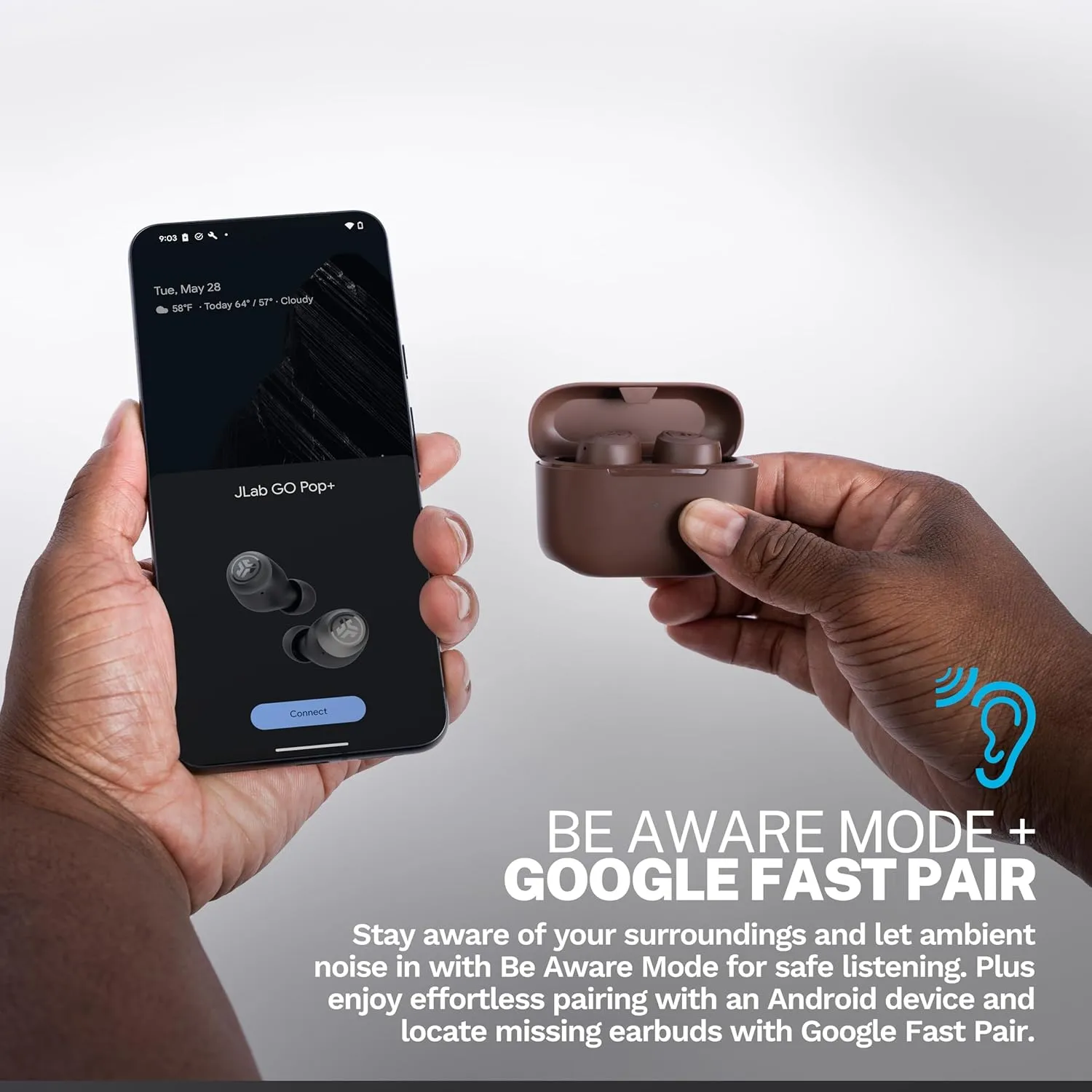 JLab Go Air Tones  True Wireless Earbuds Designed with Auto On and Connect, Touch Controls, 32  Hours Bluetooth Playtime, EQ3 Sound, and Dual Connect, Natural Earthtone Color (7572 W)