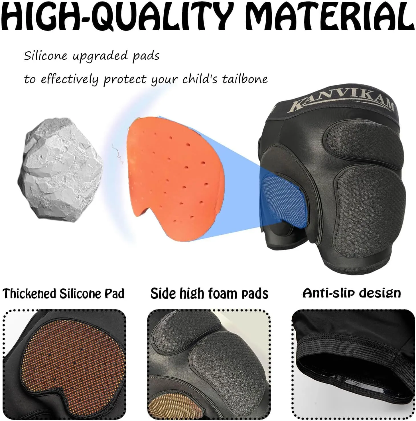 Kids 3D Padded Shorts for Skateboard Ski Cycling,Silicone and EVA Pads Shorty Pants Effectively Protect Child's HIPS Tailbone