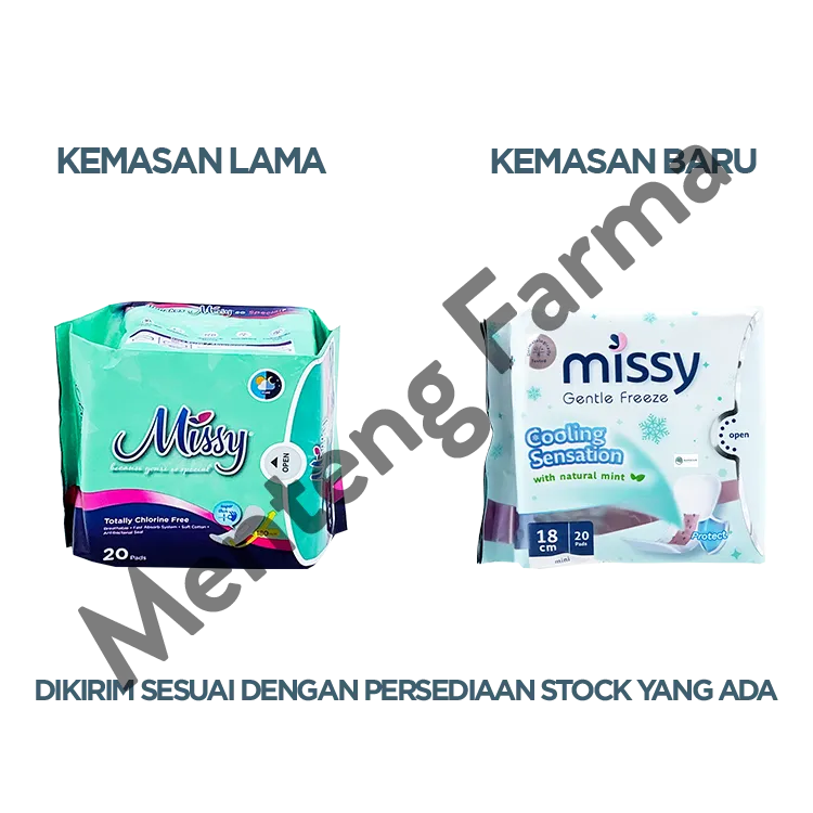Missy Gentle Freeze Mini 18 cm 20 Pads - Pembalut Mini Antibakteri