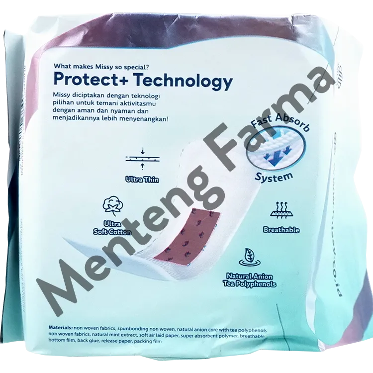 Missy Gentle Freeze Mini 18 cm 20 Pads - Pembalut Mini Antibakteri