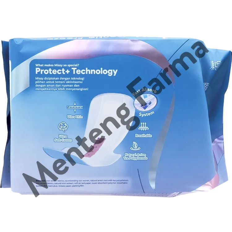 Missy Gentle Freeze Super Night Wings 33,5 cm 8 Pads - Pembalut Wanita Panjang Khusus Malam