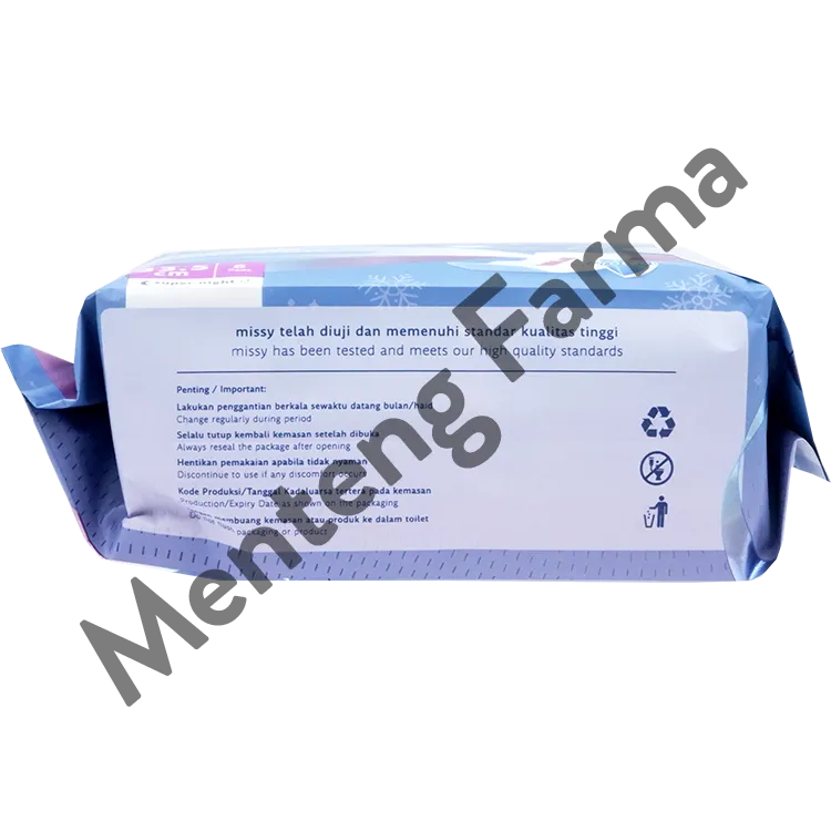 Missy Gentle Freeze Super Night Wings 33,5 cm 8 Pads - Pembalut Wanita Panjang Khusus Malam