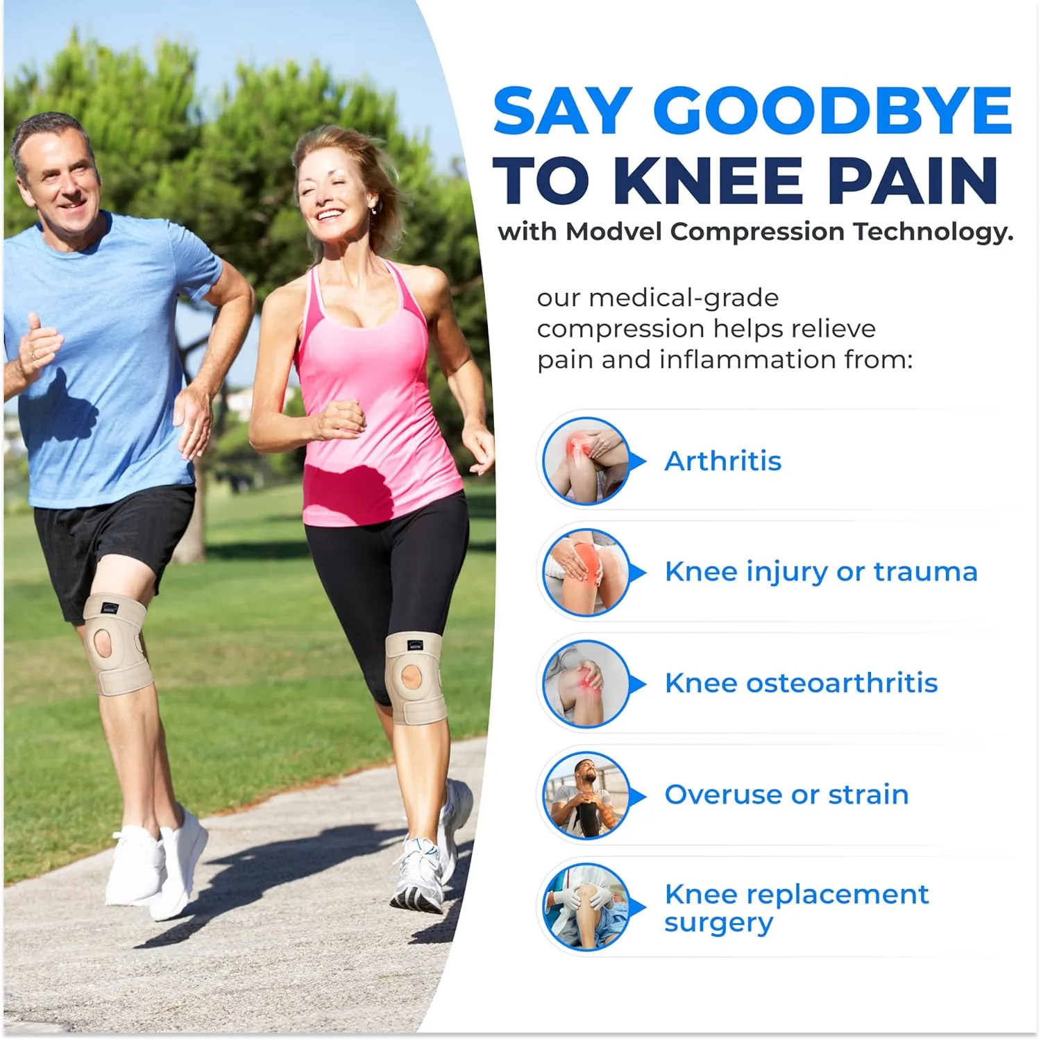 Modvel ELITE Knee Brace for Men & Women  Patella Gel Pads & Side Stabilizers for ACL, Meniscus Tear, Arthritis & Injury Recovery  Maximum Support for Running, Sports & Joint Pain Relief