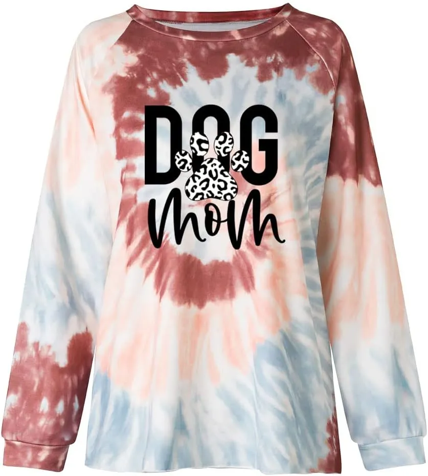 MUZHI Women's Casual Color Block Tie Dye Crewneck Faith Over Fear Long Sleeve Loose Pullover Sweatshirt Tops