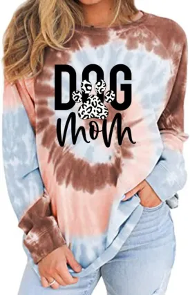 MUZHI Women's Casual Color Block Tie Dye Crewneck Faith Over Fear Long Sleeve Loose Pullover Sweatshirt Tops