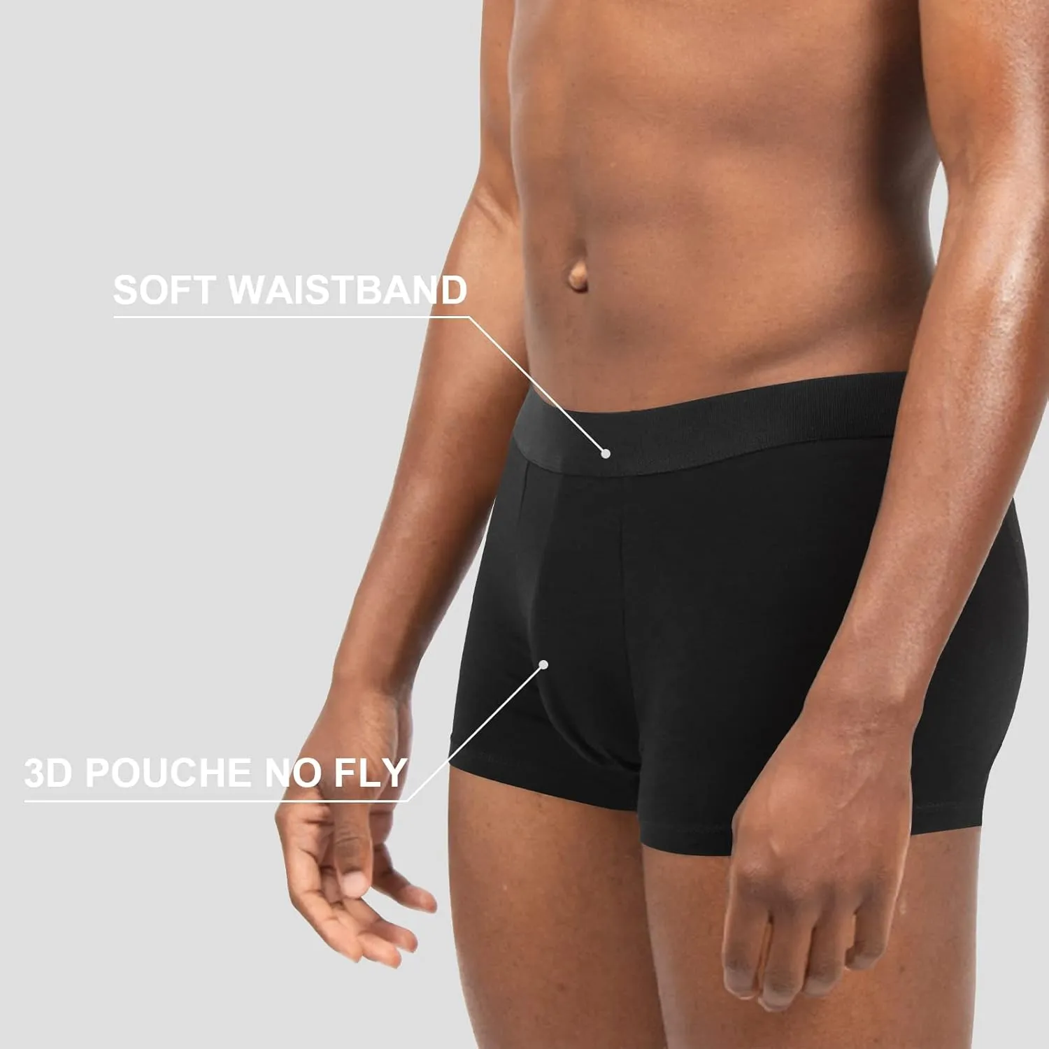 Natural Feelings Mens Underwear Boxer Briefs Pouch Trunks Underwear for Men 1.5" No Fly Boxer Trunks 4-Pack