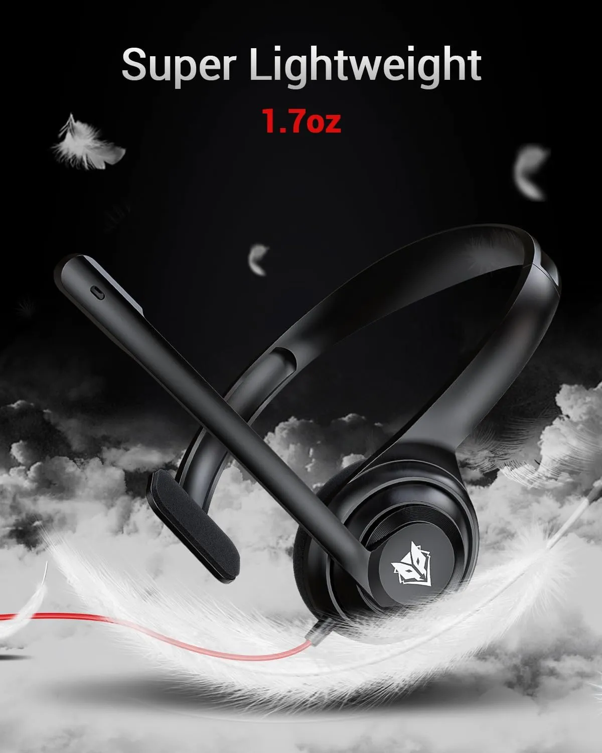 NUBWO HW02 USB Headset with Microphone Noise Cancelling &in-line Control, Ultra Comfort Computer Headset for Laptop pc, On-Ear Wired Office Call Center Headset for Boom Skype Webinars (USB C/3.5)