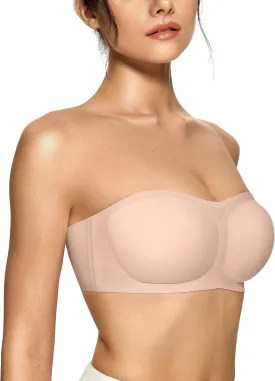 OEAK Womens Strapless Bras Push Up Bandeau Bra Non Slip Wireless Supportive Padded Bras Seamless Comfortable Tube Bra
