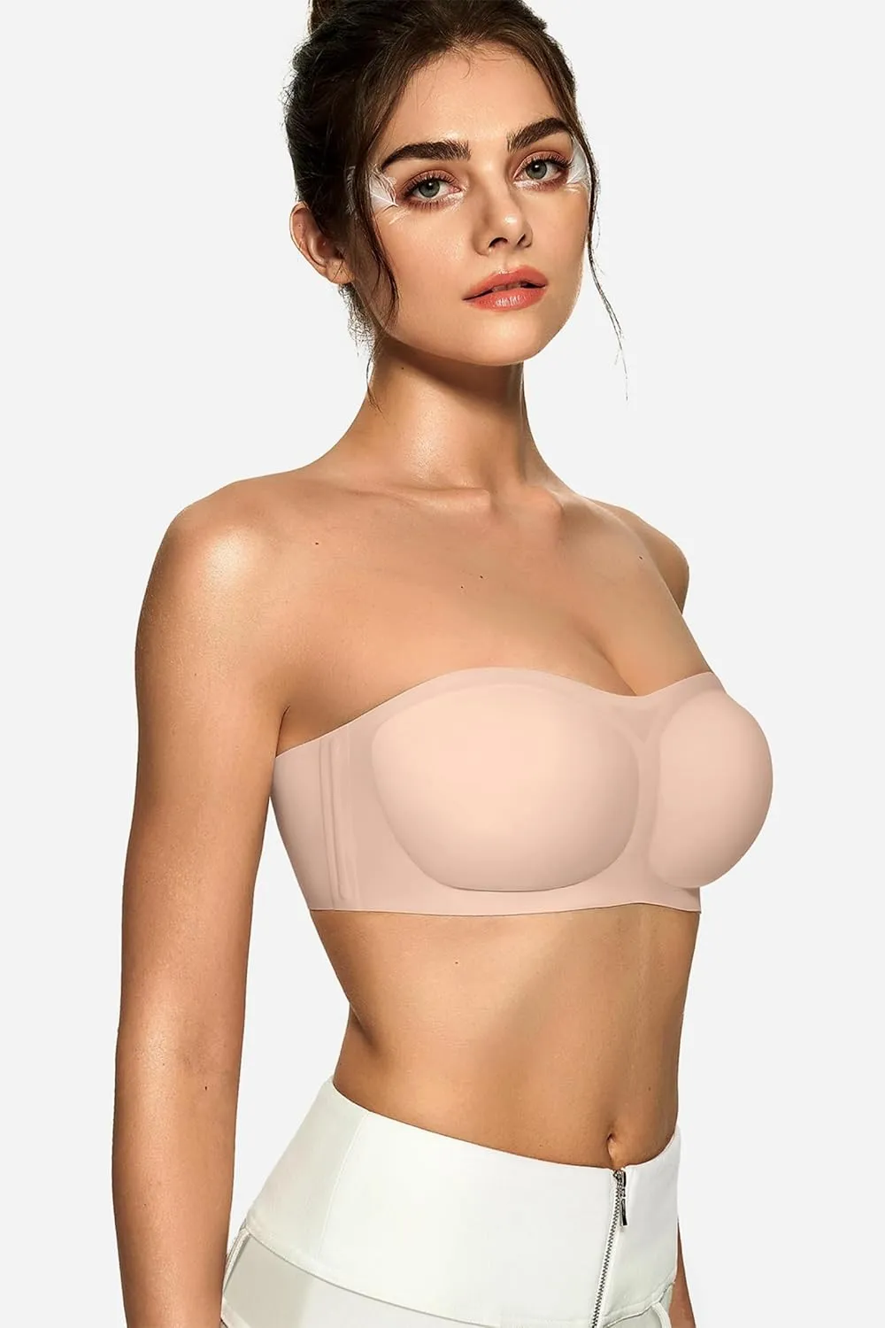 OEAK Womens Strapless Bras Push Up Bandeau Bra Non Slip Wireless Supportive Padded Bras Seamless Comfortable Tube Bra