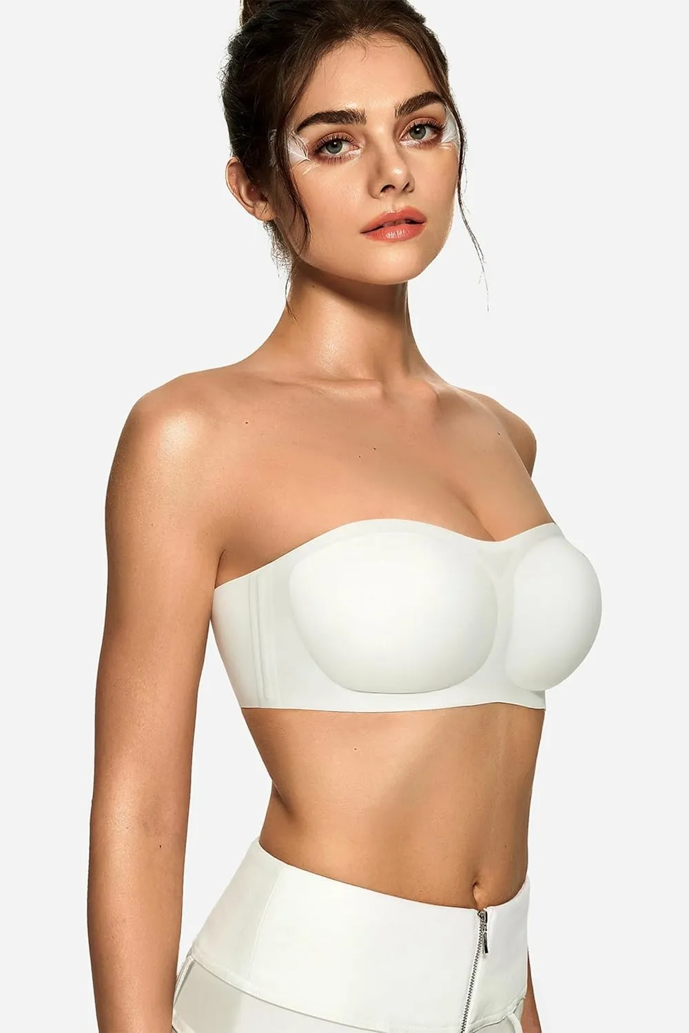 OEAK Womens Strapless Bras Push Up Bandeau Bra Non Slip Wireless Supportive Padded Bras Seamless Comfortable Tube Bra