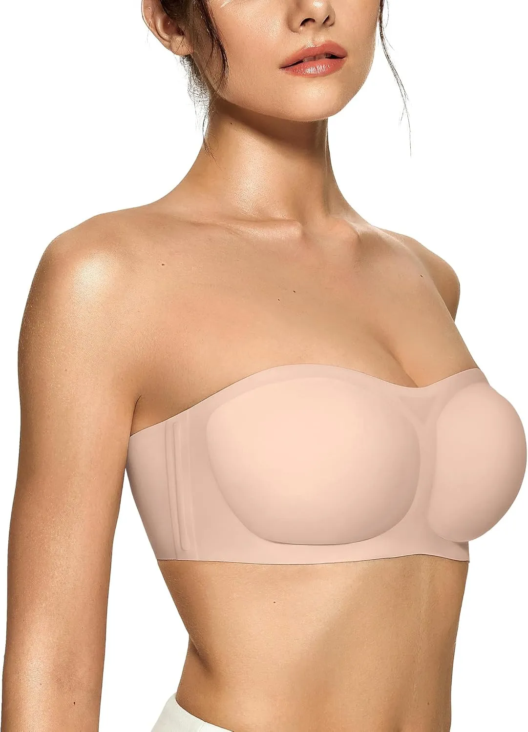 OEAK Womens Strapless Bras Push Up Bandeau Bra Non Slip Wireless Supportive Padded Bras Seamless Comfortable Tube Bra