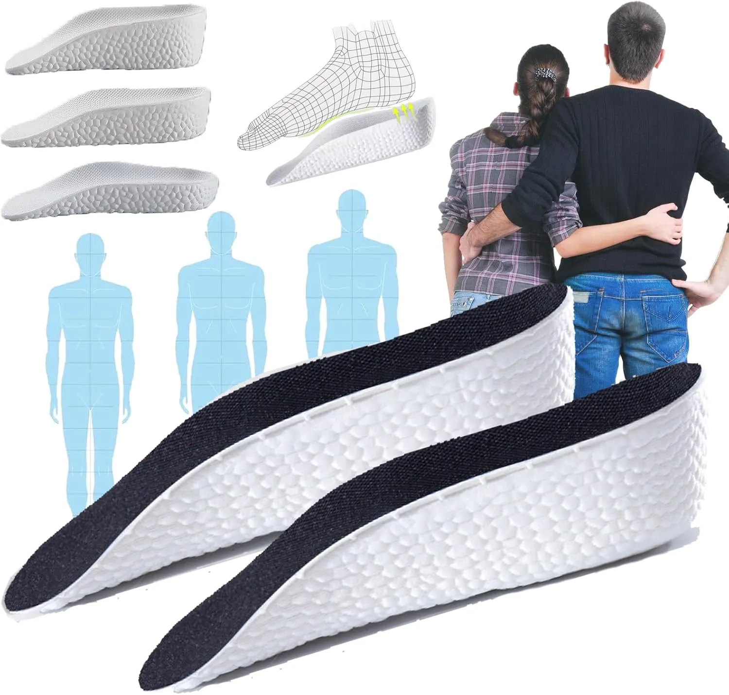 Orthopedic High Pads 1.0 - Orthopedic Highpads 1.0, The First Orthopedic Height Insoles, Arch Support Insoles (0.98in/2.5cm,Black)