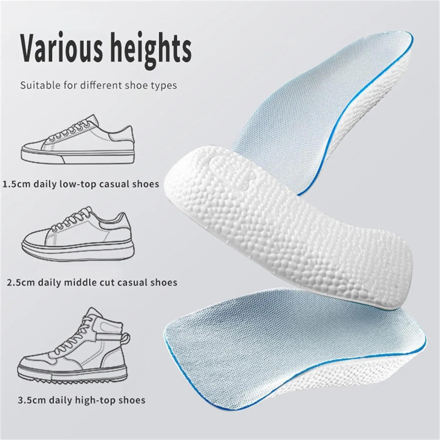 Orthopedic High Pads 1.0 - Orthopedic Highpads 1.0, The First Orthopedic Height Insoles, Arch Support Insoles (0.98in/2.5cm,Black)