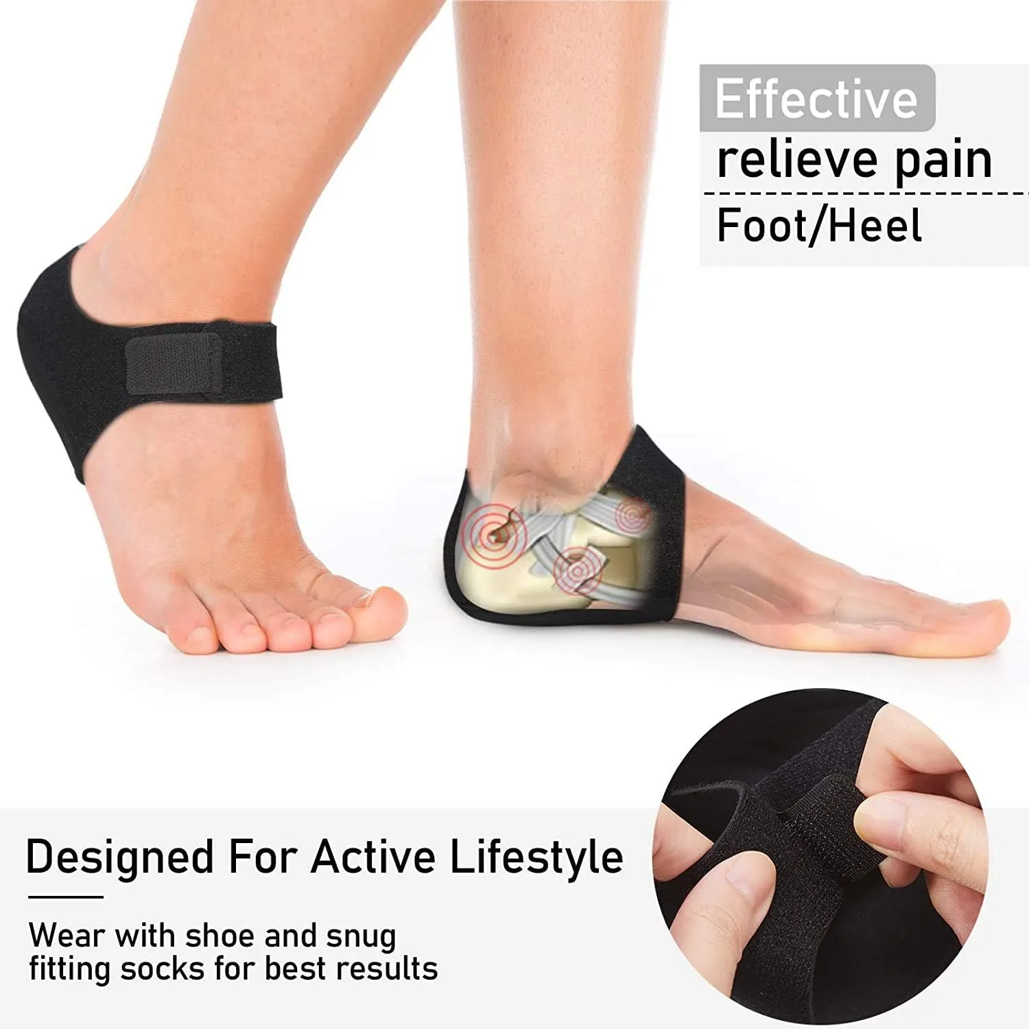 Plantar Fasciitis Heel Cups for Heel Pain Updated Version Heel Protectors/Sleeves Pads, Heel Support for Heel Pain and Spur, Cracked Heels for Women and Men (Black, M 5-8 / W 6-9.5)