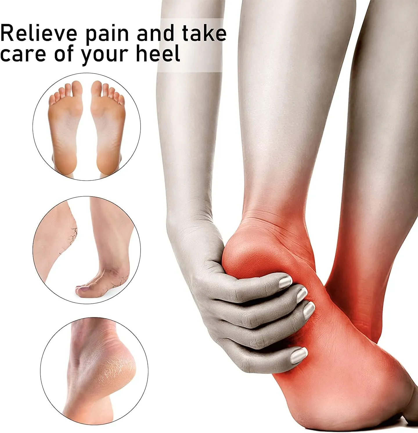 Plantar Fasciitis Heel Cups for Heel Pain Updated Version Heel Protectors/Sleeves Pads, Heel Support for Heel Pain and Spur, Cracked Heels for Women and Men (Black, M 5-8 / W 6-9.5)