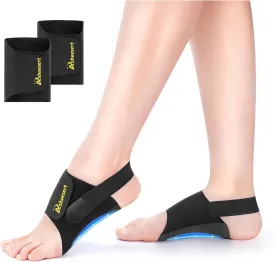Plantar Fasciitis Relief Brace, Arch Support Braces for Flat Feet and Fallen Arches, Adjustable Arch Support Compression Bands Sleeves with Gel Arch Pad for Women and Men