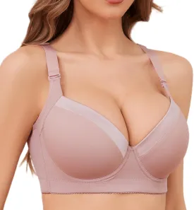 Plus Size Push Up Bras for Women Back Fat Smoothing Bra Comfort Lightly Underwire T-Shirt Bra