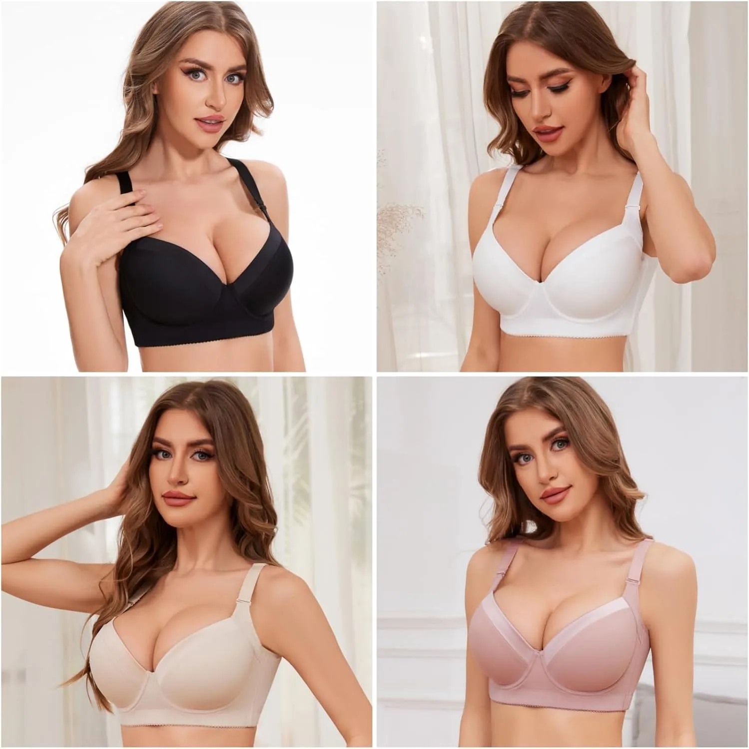 Plus Size Push Up Bras for Women Back Fat Smoothing Bra Comfort Lightly Underwire T-Shirt Bra